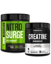 Jacked 공장 NITROSURGE 전 운동 보충교재 (Arctic 백색) 근육 성장, 증가된 힘, 강화된 에너지를 위한 크레아틴 Monohydrate 분말 150g (Unflavored)