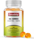 NAC Gummies 설탕 자유로운, N Acetyl Cysteine NAC 보충교재 1000mg 산화 방지제, Lung & 간 건강, 면역성이 있는 지원, Vegan 오렌지 풍미, 60ct를 위한