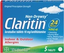 Claritin 24 시간 Non-Drowsy 알레르기 정제, 10 mg, 5 조사 (708164)