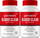 Genesis Blood Clean 캡슐 - 최대 강도를위한 고급 공식 보충 - 천연 혈관 청소기, GenesisBlood Clean Pills, GenesisBloodClean Pastillas 리뷰 (2 팩)