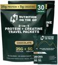 크레아틴을 가진 Go Whey Protein Isolate Packets에 영양 - 25g Protein + 5g Creatine - 단일 공급 여행 단백질 분말 - 다양한 팩 (Vanilla & Chocolate) (30-Pack)