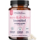 여성 호르몬 균형을위한 Myo-Inositol & D-Chiro Inositol | 이상 40 : 1 비율 | 생리주기 및 Ovarian 건강 지원 보충교재 | Myo 2000mg & D Chiro 50mg 비타민 B8 | 240 개