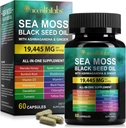 Sea Moss Black Seed Oil Capsules, Ashwagandha Ginger Capsule with Vitamin C D3, 면역성, 소화성, 에너지, 스킨 & 헤어, 블랙씨 오일 시모스 캡슐, 60P