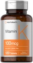 Horbäach Vitamin K 보충교재 | 100mcg | 120의 정제 | 채식주의자, 비 GMO & 글루텐 무료 보충교재