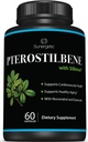 프리미엄 Pterostilbene 보충교재 – Resveratrol & Quercetin를 가진 Pterostilbene – 건강한 시효를 지원합니다 – 서빙 당 자연적인 근원 Pterostilbene 100mg – 60 캡슐