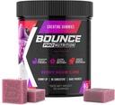 Men & Women, Low Calorie, 서빙 당 Creatine의 6G, Vegan, Anti-Melting, Gluten-Free, Non-GMO, Gummy (30ct, Berry Snow Cone) 당 Creatine의 2g에 대한 Bounce Pro Creatine Monohydrate Gummies