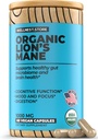 Lions Mane 버섯 유기 보충교재 (중간 추출물) 60 Veggie 모자 - 면역 지원 보충교재; Cognitive 기능을 개량하십시오 + Vitality를 승진시키십시오, Nerve 세포를 보호합니다
