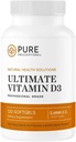 순수한 처방전 궁극적인 비타민 D3-5,000 IU - 면역 체계 & 심혈관 지원 - 120 Softgels - 미국을 가진 건강한 뼈를 승진시키는 높은 흡수 비타민 D 보충교재