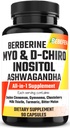 Ashwagandha, Berberine, Cinnamon, Gymnema, Chasteberry, Milk Thistle, Turmeric, Bitter Melon - 90 캡슐을 가진 Myo-Inositol & D-Chiro Inositol 캡슐