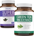 산화 방지제 & 녹차 추출물 (1 달 공급) 산화 방지제 녹색 융합 - 최고 산화 방지제 - EGCG Polyphenol Catechins (60의 모자)를 가진 강력한 최고 음식 매일 혼합 (120의 모자) & 녹차 추출물