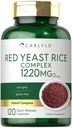 Carlyle Red Yeast Rice Complex | 1220mg | 120 캡슐 | Policosanol | Non-GMO 및 글루텐 무료 보충
