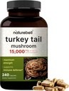 NatureBell 터키 꼬리 버섯 캡슐 서빙 당 15,000mg, 240 조사 | 25:1 과일 몸 & Mycelium 추출물 – 면역 & 뇌 건강 버섯 보충교재