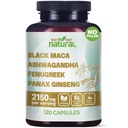 왜 자연 4-in-1 유기 블랙 마카 뿌리, Ashwagandha, Fenugreek, Panax Ginseng 캡슐, 남성과 여성을위한 보충