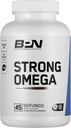 BARE PERFORMANCE NUTRITION, BPN 강한 오메가 물고기 기름 연약한 젤, 캡슐 당 1290mg 물고기 기름, 야생 잡힌 물고기, 지속적으로, 증명되는 IFOS