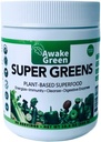 Awake Green - 슈퍼 그린 - 슈퍼 푸드 파우더 - USDA 유기 비 GMO 채식 보충 - 소화 및 부유 한 구호를위한 - 20 + 전체 식품 (Spirulina, 밀 잔디, Barley), Probiotics, 섬유 및 효소