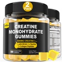 남자 & 여자를 위한 Creatine Monohydrate Gummies - BCAA, 교원질 펩티드, L-Taurine, 비타민 B12, D3, Chewables Creatine Monohydrate 5g, 자연적인 레몬 풍미, 설탕 자유로운, 2 팩