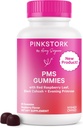 여성을위한 핑크 Stork PMS 지원 Gummies - 레드 라즈베리 리프, 블랙 코호시, 저녁 Primrose 오일 - Bloating, Cravings, Skin, Mood - Hormonal Cycle Support - 60 Berry Gummies - Vegan, Plant-Based