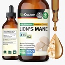 BIO KRAUTER Lions Mane 액체 추출물 - 뇌 지원을위한 버섯 보충 - Vegan Lions Mane Supplement - 알코올 및 설탕 무료 음료 - 4 Fl.Oz.