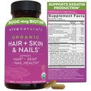 Biotin 5000 mcg 머리 피부는 여자를 위한 비타민을 못합니다 – 비타민 E, B 비타민, Spirulina, 말 꼬리 및 Superfood 혼합을 가진 유기와 채식주의자 친절한 보충교재 – 120 조사
