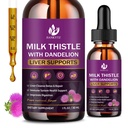 밀크 이틀 보충 Liver Cleanse Detox & 수리, 유기 우유 이틀 씨앗, Artichoke 추출물, Dandelion, Turmeric 및 Vegan, Non-GMO, Gluten-Free (2 팩, 1 Fl Oz)