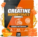 Creatine Monohydrate 남성 & 여성을 위한 Gummies, 최대 힘 힘, 성과, 설탕을 위한 서빙 당 Creatine Monohydrate의 4g는, 채식주의자, 전 운동 보충교재 (120 조사) - 오렌지를 해방합니다