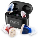 VEVOR 보청기, 노이즈 캔슬링 및 볼륨 컨트롤, 디지털 인-Ear Hearing 보조 장치 충전 케이스와 8 쌍의 귀 돔