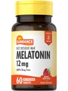 Sundance Melatonin 12mg | 60 빠른 용해 정제 | 천연 베리 맛 | 채식주의, 비 GMO 및 글루텐 무료 보충