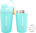 Ozizo Protein Mixing Cup for Protein Mixes, 20 Ounces 스테인레스 스틸 단백질 셰이커 병, 절연, 누출 방지, 냄새 방지, 남성, 여성, 소년, 소녀, 핫 및 냉 음료 용 소형 귀여운 체육관 믹서