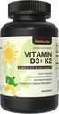 비타민 D3 K2, 비타민 D3 5000 IU (125 mcg) + 비타민 K2 100 mcg, 뼈, 이, 근육 및 면역 건강 지원, 60 Softgels를 위한 1 D3 그리고 K2 보충교재에서 2