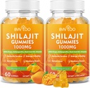 2 팩 Shilajit Gummies 1000mg 설탕 무료 - 남성 및 여성을위한 Shilajit 보충 - 85 + Trace 미네랄 및 Fulvic 산 - 에너지, 두뇌, 면역 - 120 Gummies