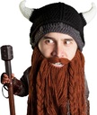 Beard Head Viking Pillager - 원래 수제 니트 바이킹 혼 헬멧 및 이동식 브레이슬릿 브라운 / 블랙 Beard