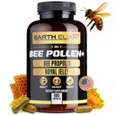 Earth Elixir 3-in-1 Organic Bee Pollen 캡슐 - Non-GMO, Pure Raw Bee Pollen, Royal Jelly, 여성 및 남성을위한 Propolis 추출물 - 자연 에너지, 면역 및 활력 지원 - 180 Propolis 캡슐