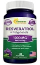 레드 와인 추출 물 aSquared 영양 자연 Resveratrol - 180 캡슐 - 순수한 심장 건강에 대 한 트랜스 Resveratrol 산화 보충교재 약 - 추가 강도 Trans-Resveratrol