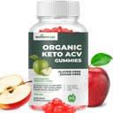 유기 케토 ACV Gummies 고급 체중 감소 - 글루텐 & Sugar Free Belly Fat Burner Apple Cider Vinegar Diet 여성 남성용 보충 (1000MG)