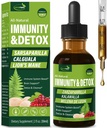 Sarsaparilla & Kalawalla 뿌리 (Polypodium Leucotomos) Immunity & Detox 하락, 자연적인 초본 면역 지원 공식 w/Lion's Mane. 고아스 드 Zarzaparrilla, 카토 마리아노 y Melena. 2oz