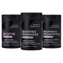 스포츠 연구 찬 압박된 기름에서 저녁 Primrose 보충교재, Vegan Biotin 10,000mcg는 Prebiotics, 65 Billion CFU를 가진 코코넛 기름 & 여자의 Probiotics를 가진 Biotin 10,000mcg