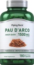 Piping Rock PAU D'Arco Capsules | 1500 mg | 180 알약 | Inner Bark | 허브 추출물 보충교재 | Non-GMO, 글루텐 프리