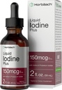 Horbäach Iodine Liquid Drops | 2 fl oz | 150 mcg | 이오딘 & 칼륨 이오드화물 액체 탄약 | 채식주의, 비 GMO, 글루텐 무료 보충