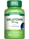자연의 진실 멜라토닌 정제 | 10mg | 180 Count | L-Theanine | 100 % Drug Free Supplement for Adults | Vegan, Non-GMO & 글루텐 무료 보충