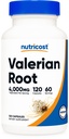 Nutricost Valerian 뿌리 캡슐 (포장 당 1000mg) 120 캡슐 - 봉사 당 4,000mg 동등한 (4:1 추출물), 채식 모자, 글루텐 무료, 비 GMO