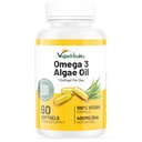 Vegan Vitality Vegan Omega 3 보충 - 60 식물 기초 조류 기름 연약한 젤 합동을 위한 Vegan DHA를 가진 근본적인 지방산, EPA 없는 심장 & 면역성이 있는 지원
