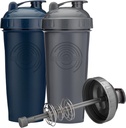 28-Ounce Shaker Bottle with Action-Rod Mixer | 동기 부여 지수가있는 쉐이커 컵 | 단백질 쉐이커 병은 BPA 무료이며 Dishwasher 안전 | 회색 및 해군