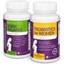 Intimate 로즈 콤보 팩! Flora Bloom Probiotics for Women (한 병) 및 Boric Balance Boric Acid (한 병) 2 팩