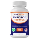 Vitamatic Folic 산 400 mcg - 500 채식 정제 - 비타민 B9