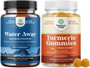 Water Away 알약의 묶음 물 감소를위한 최대 힘 - 성인 복숭아 맛을위한 빠른 행동 완화 및 심황 구미 - 추가 강도 합동 지원 Gummies