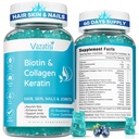 2 팩 Biotin Gummies with Collagen & Keratin for Hair Skin Nails- Women Men, Kids - 120 블루 베리 맛 Gummies