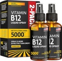 (2 팩) - 액체 B12 스프레이 5000 mcg - 비타민 B12 하위 언어 - Vegan B12 비타민 스프레이 - Methylcobalamin 비타민 B12 액체 부스트 에너지 및 무드 - 글루텐 프리 & 비 GMO