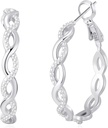 Senteria 925 스털링 실버 귀걸이 여자 경량 트위스트 Hoop 귀걸이 Cubic Zirconia Hypoallergenic Hoops 귀걸이 (20/30/40/50/60MM)