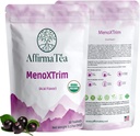 MenoXTrim Organic Menopause Relief : 호르몬 균형 | Bloating | Hot Flash | Excess Water | Midlife Belly | Yerba Mate, Dandelion, Nettle Leaf, Lemon Balm, Turmeric, Ginger | Natural Açai 맛.