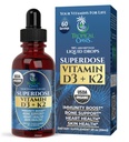 USDA 유기 액체 비타민 D3 K2 성인 용 드롭 | Superdose 8000IU Pure Vitamin D3 | 60 Serv | 비타민 D K2 보충제 면역 지원 및 뼈 건강 | 98% 흡수 | Vegan, Non-GMO | 2 Fl Oz